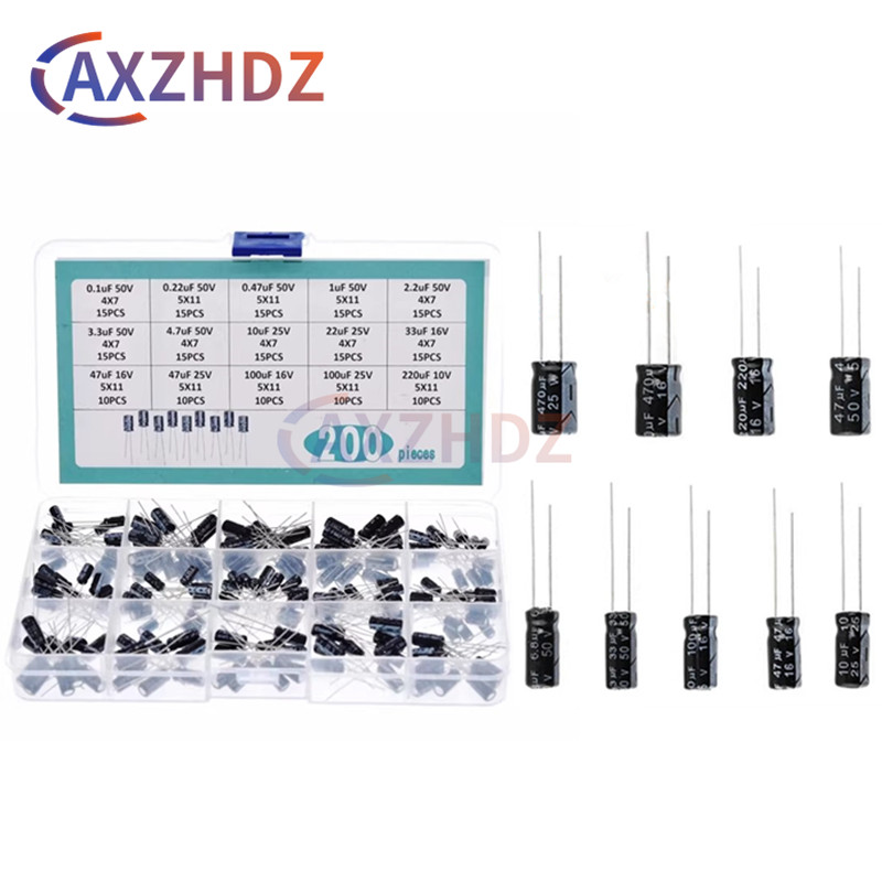 Capacitor Kit Assortment - 120/200/500Pcs Aluminum Electrolytic Capacitor Assorted Kit