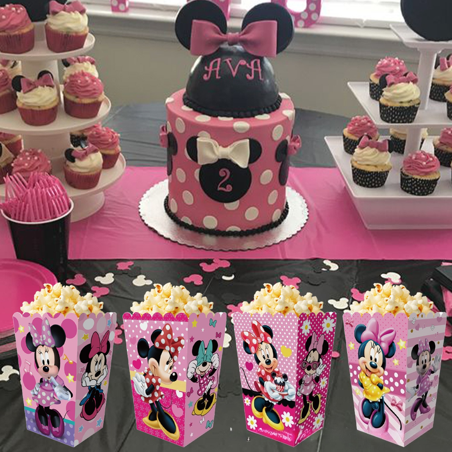 Diy Mouse Electronics - 12Pcs Minnie Popcorn Box Party Favor