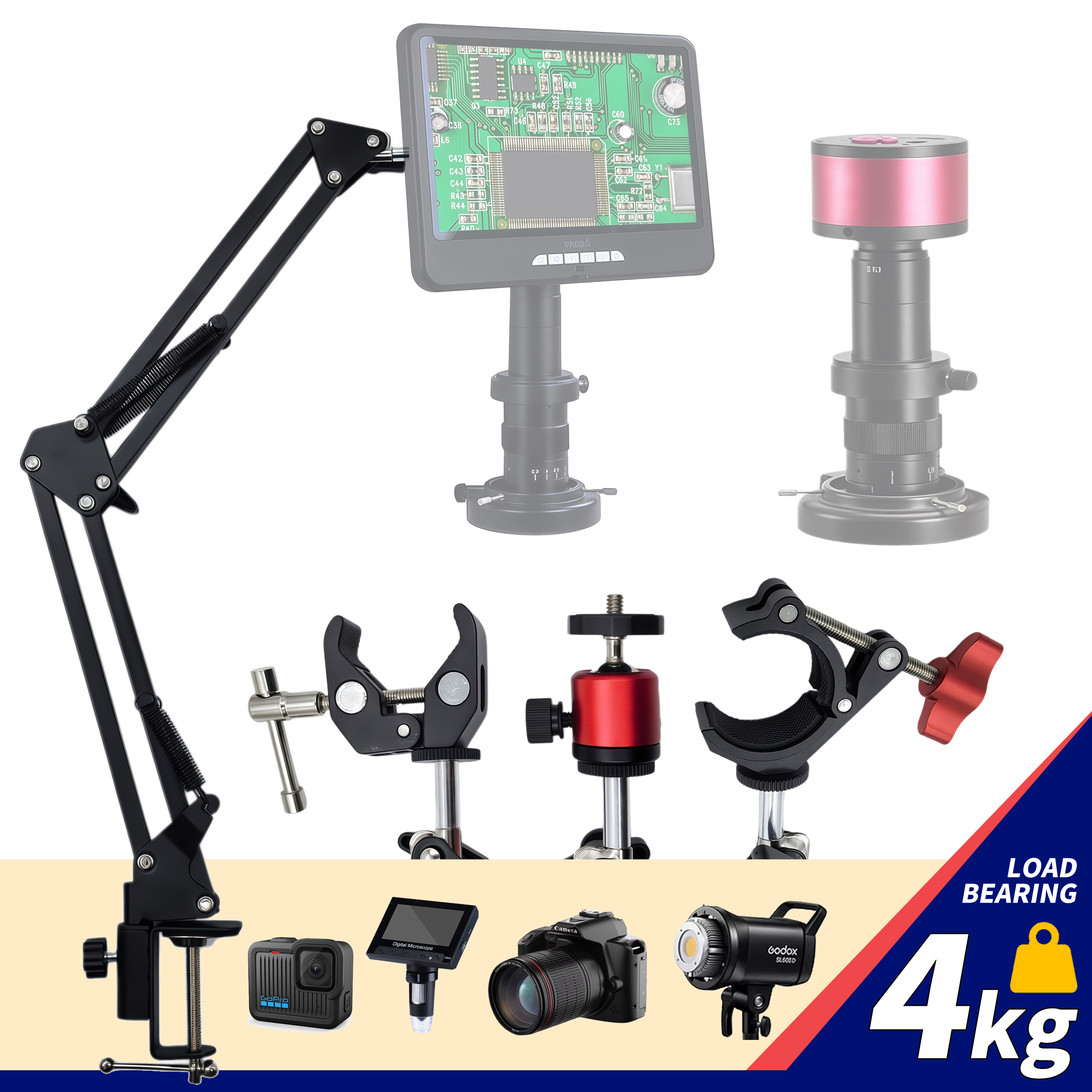 Adjustable Microscope Stand 4k - Diy Electronics Microscope avaliação e preço