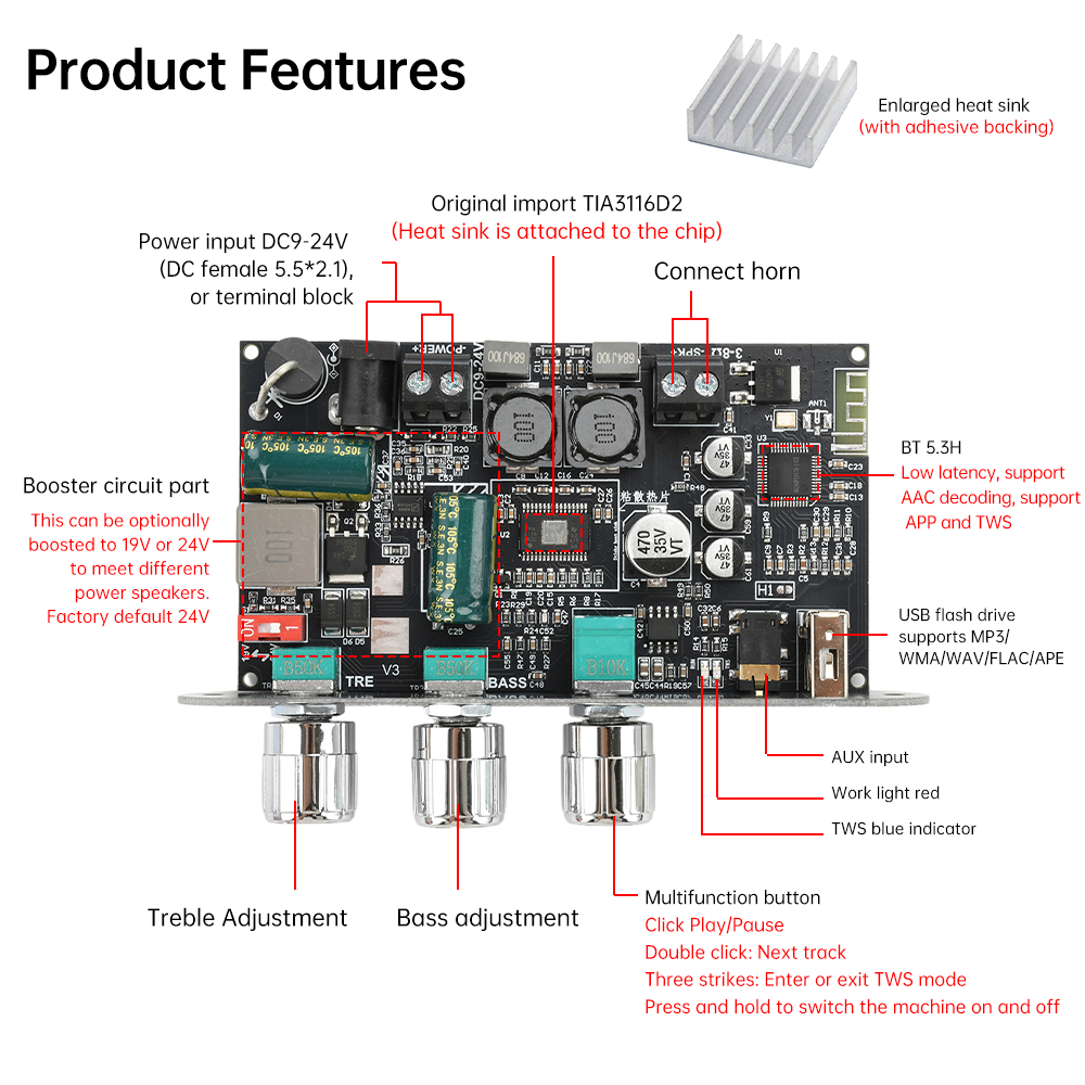 100W Mono Bluetooth 5.3 Amplif - Diy Audio Electronics Kit avaliação e preço