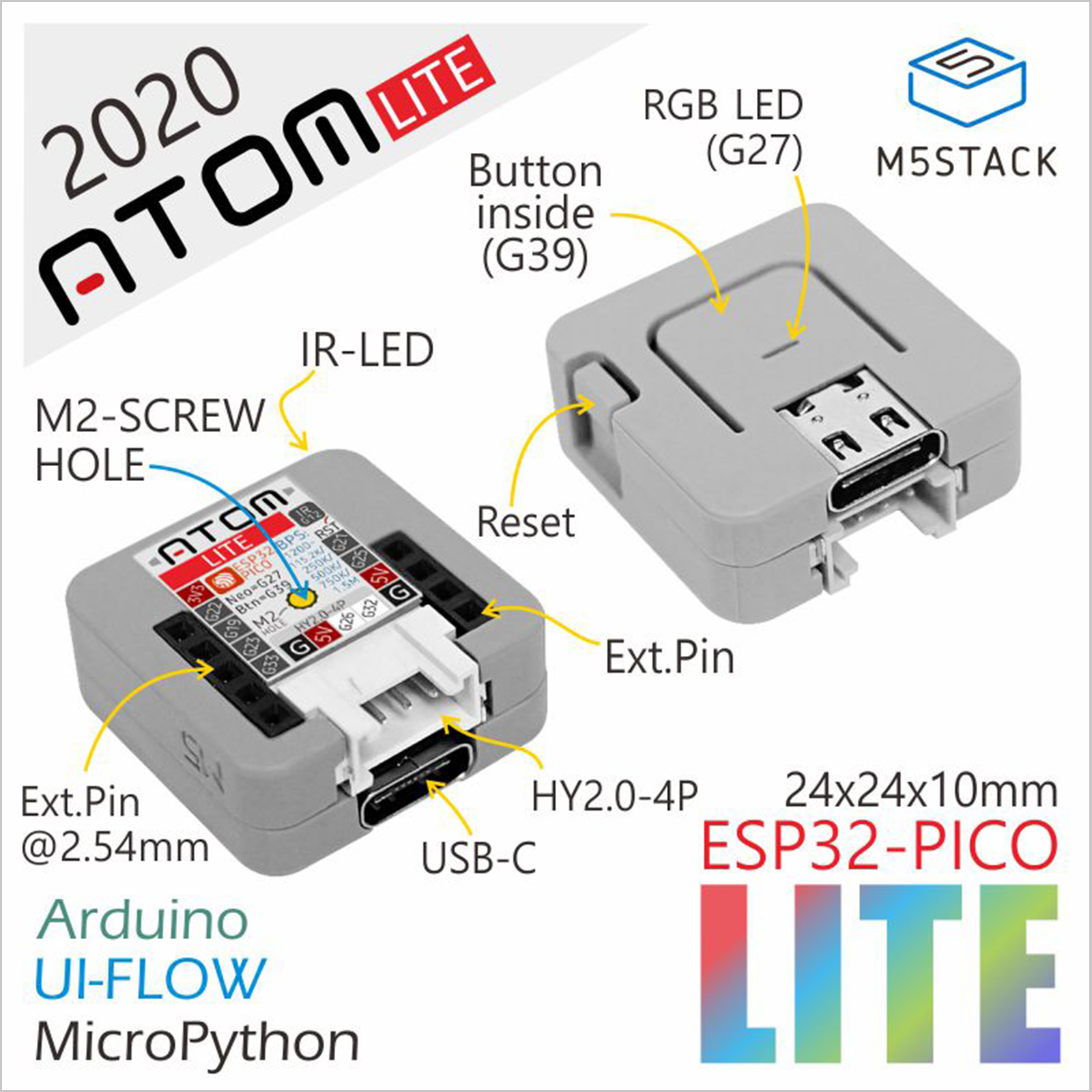 M5Stack Official ATOM Lite Pro - Diy Audio Electronics Kit avaliação e preço