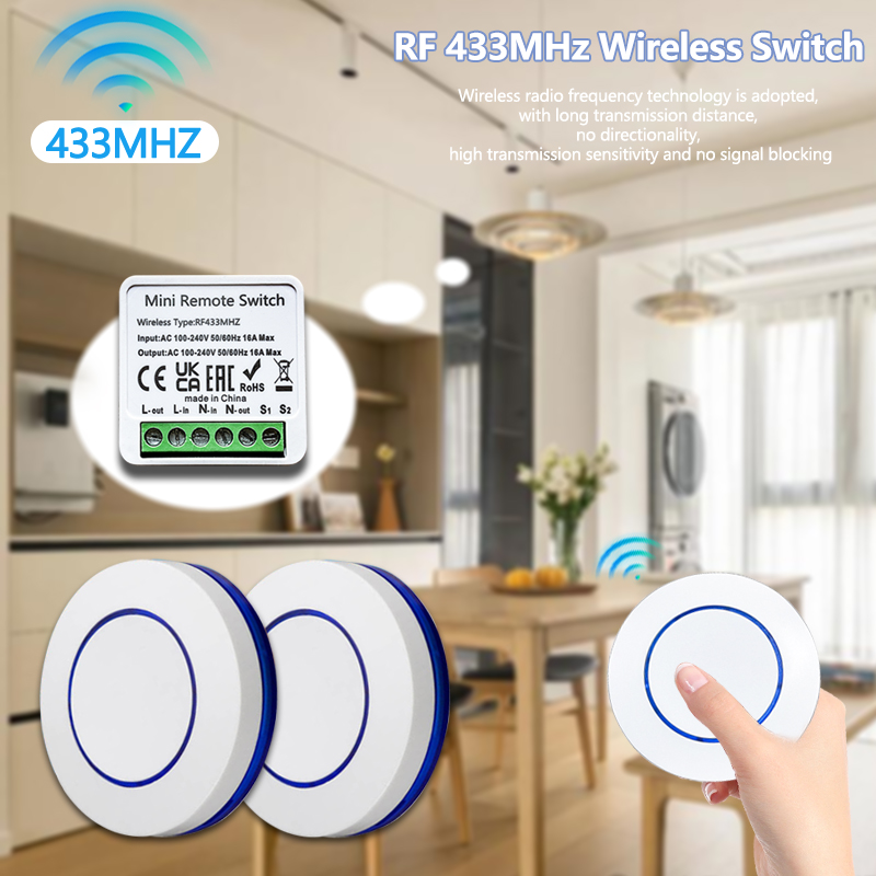 433HMz Wireless Light Switch 1 - Diy Electronics Button avaliação e preço