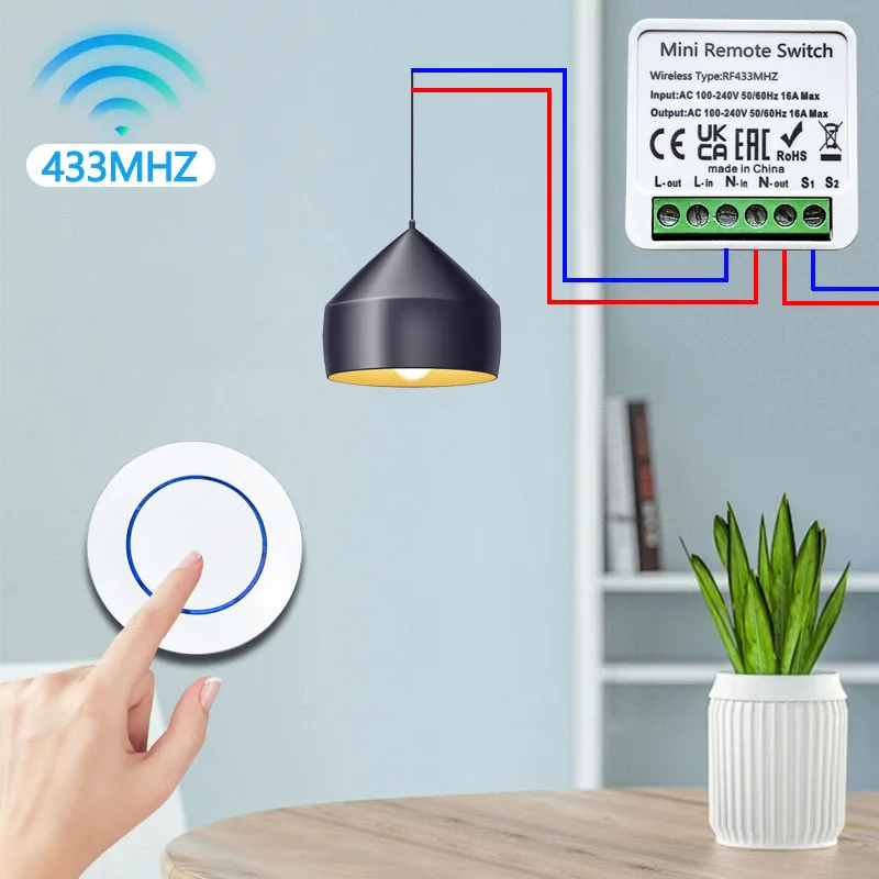 433HMz Wireless Light Switch 1 - Diy Electronics Button avaliação e preço