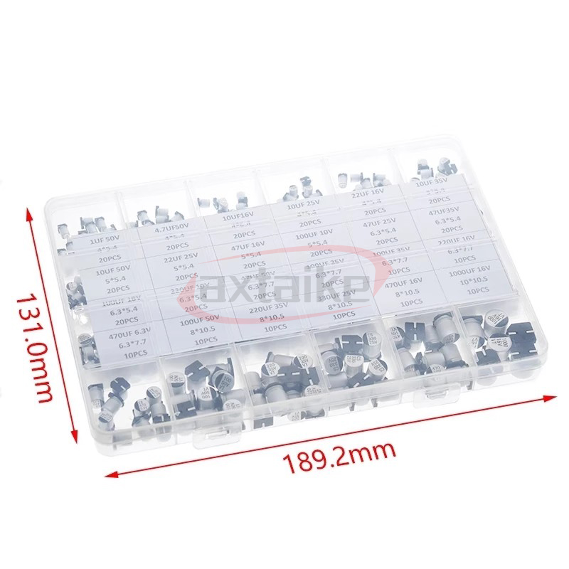 400Pcs 1UF~1000UF 10V 16V 25V  - Capacitor Kit Assortment avaliação e preço