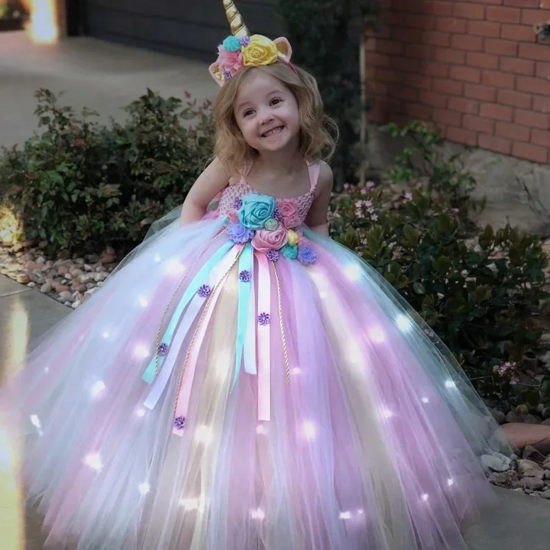Gilrs Long LED Unicorn Tutu Dr - Diy Halloween Electronics avaliação e preço