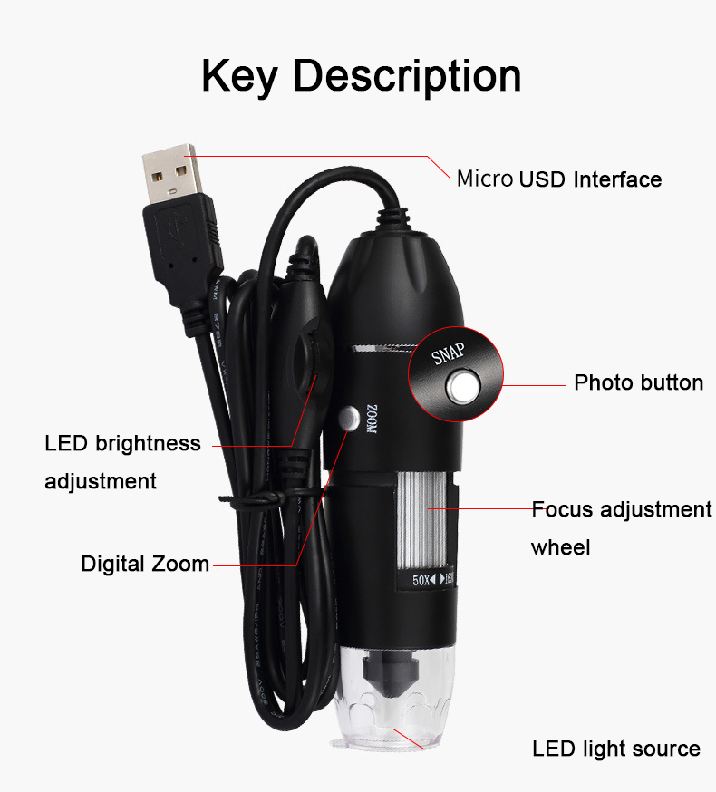 USB Digital Microscope 500X/10 - Diy Electronics Microscope avaliação e preço