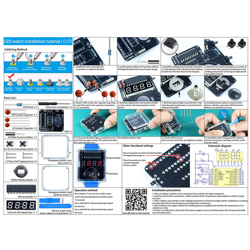 DIY Electronic Watch Kit 0.28' - Diy Electronics Youtube avaliação e preço