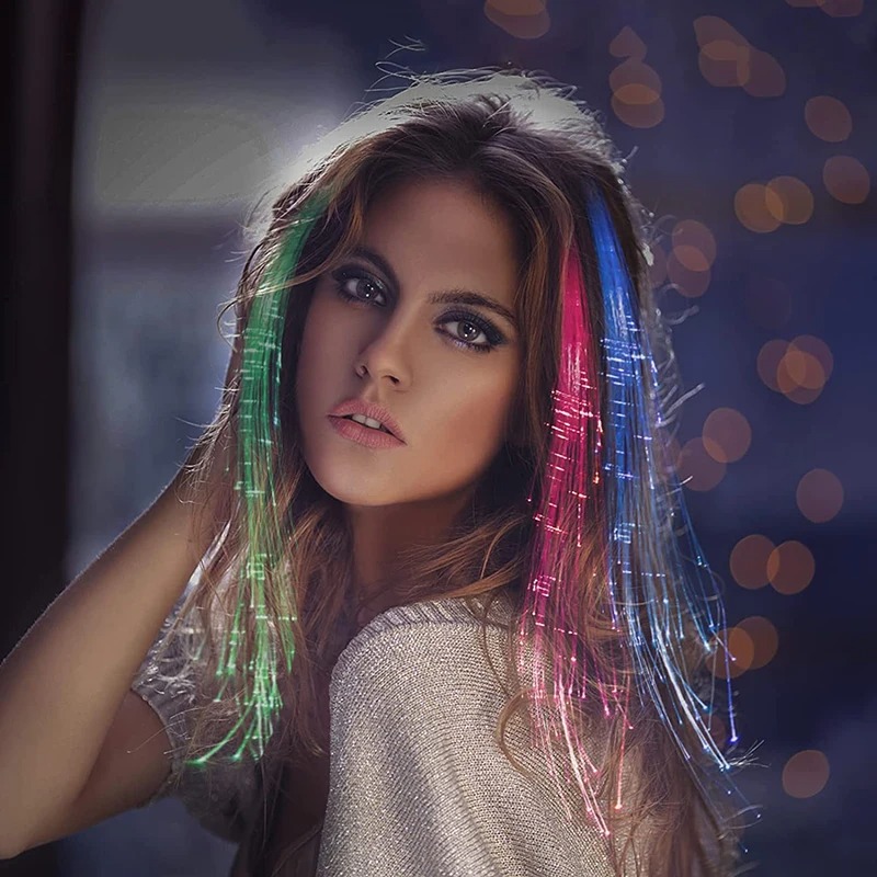 1-10PCS LED Glowing Hair Braid - Diy Halloween Electronics avaliação e preço